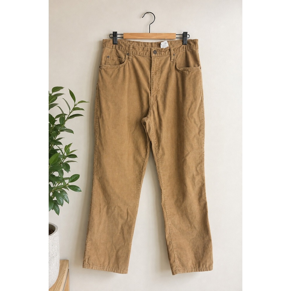 Levis Orange Tab Corduroy Pants Mens 36x30 Tan Khaki Straight Leg 100% Cotton